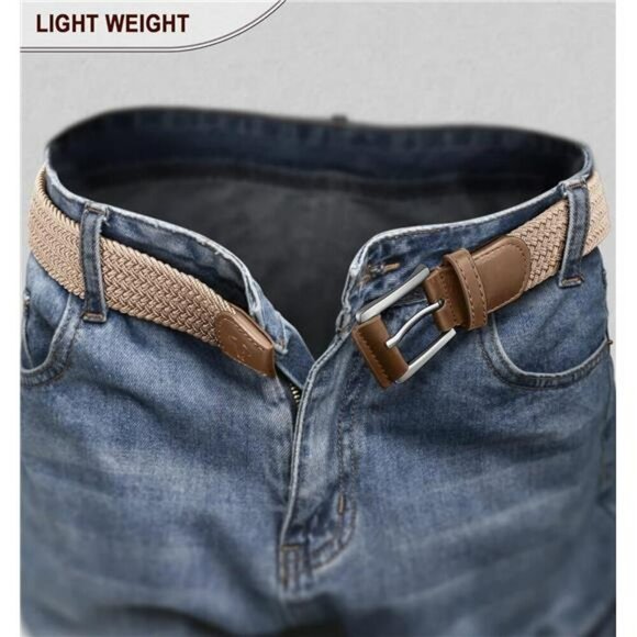 Mens Stretch Woven Belt Braided Web Belt for Golf Casual Jeans Pants 1 3 8 - Picture 6 of 7